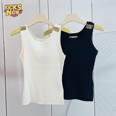 Miu Miu Metal logo knitted Vest