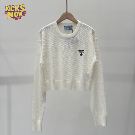 Prada Hollowed-out crew neck knitted Sweater