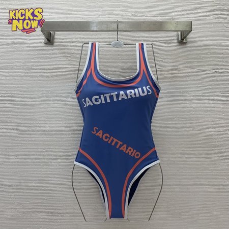 Gucci Blue U-Neck One-Piece Swimsuit