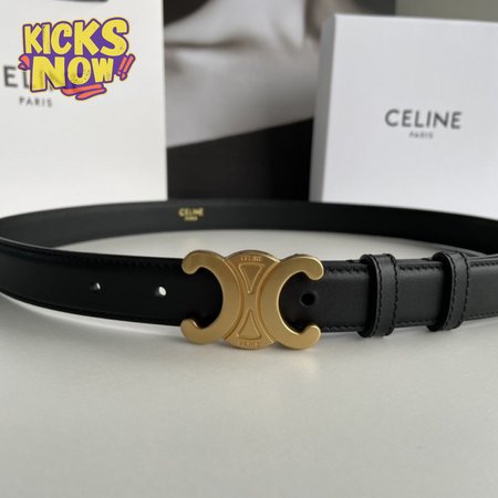 Celine Triomphe Arc De Triomphe Buckle Calfskin Belt 2.5cm