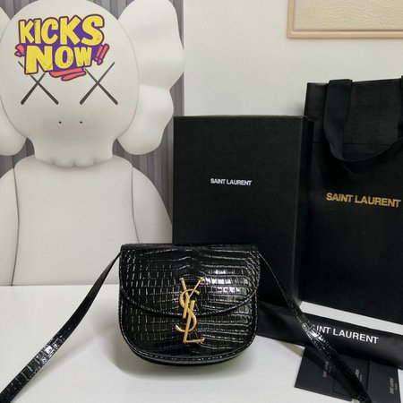 Saint Laurent Kaia Small Satchel In Shiny Crocodile-Embossed Leather