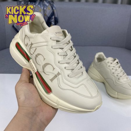 Women's Rhyton Gucci Logo Leather Sneaker