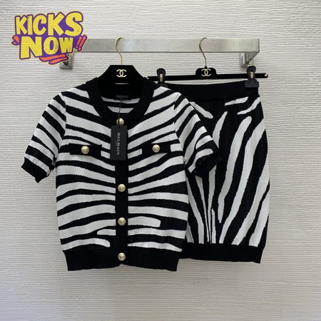 Chanel Zebra-print Knitted Two-piece Suit