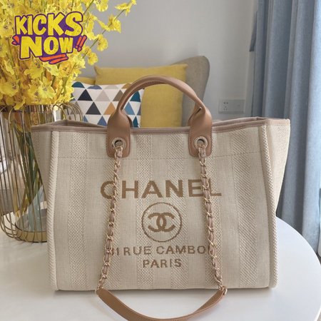 Chanel Deauville Tote Large Light Beige