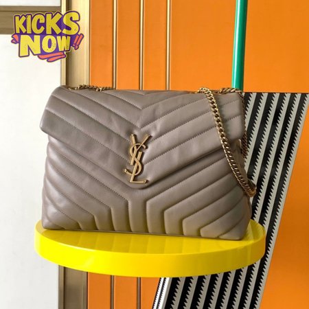 Saint Laurent Loulou Small Quilted Leather Shoulder Bag In Taupe