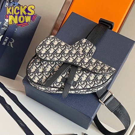 Dior Saddle Belt Bag Oblique Jacquard Beige/Black