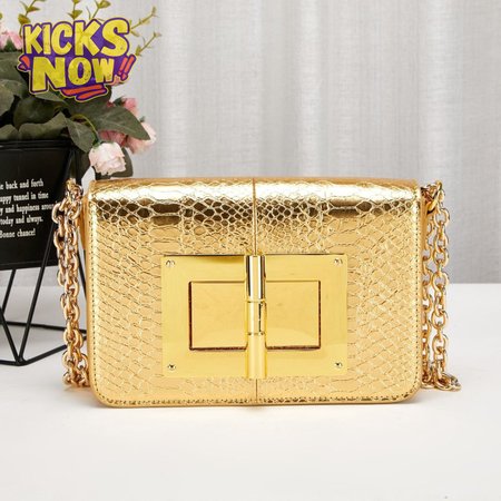 Tom Ford Women's Natural Medium Natalia Metallic Python Shoulder Bag