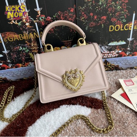 Dolce & Gabbana Small Smooth Calfskin Devotion Bag Pink