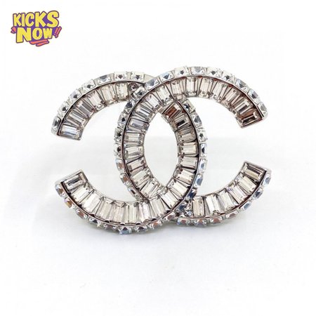 Chanel Strass CC Brooch Silver
