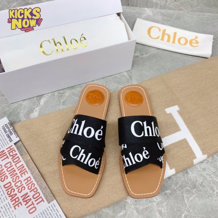 Chloe Woody Black Slide Sandals
