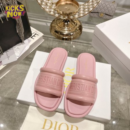 Dior Slide Pink Embossed Lambskin