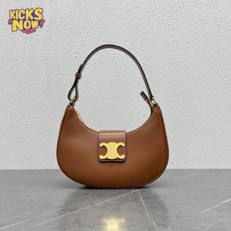 Celine Ava Triomphe Soft Bag In Smooth Calfskin Tan