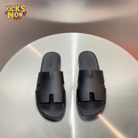 Hermes Izmir Sandal Noir Canvas Calfskin Leather