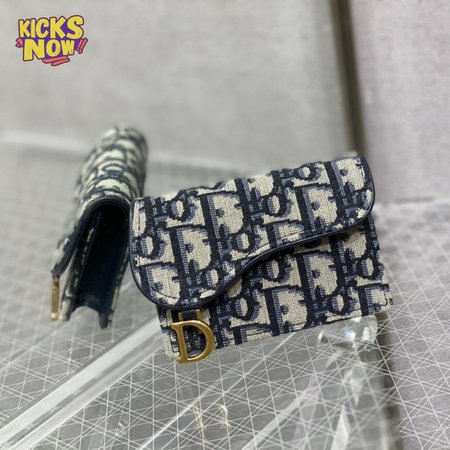 Dior Oblique Saddle Lotus Wallet Blue