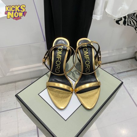 Tom Ford Padlock Metallic Leather Sandals