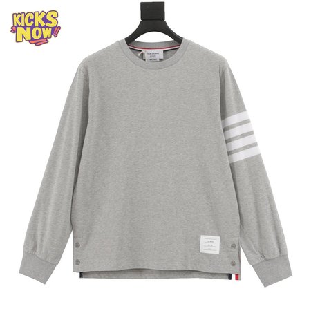 Thom Browne L/S Rugby Tee - Light Grey