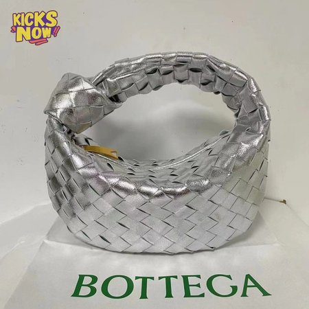 Bottega Veneta Jodie Teen Knotted Intrecciato Mirrored-Leather Tote