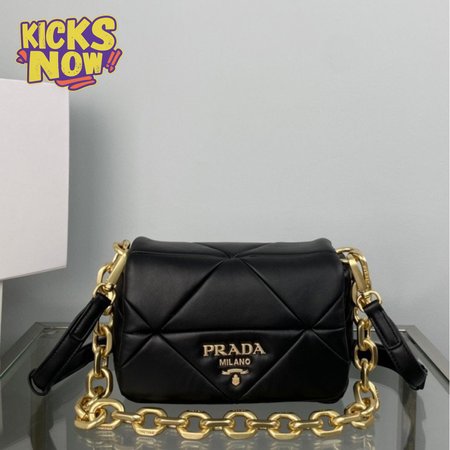 Prada System Nappa Patchwork Shoulder Bag Black 1BD292