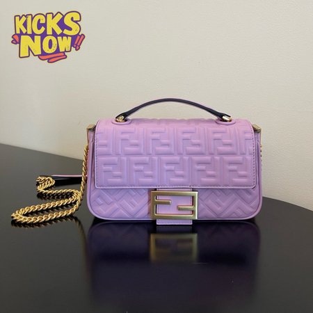 Fendi Baguette Chain Midi Lilac Nappa Leather Bag Purple 8BR793AH9CF1HO5