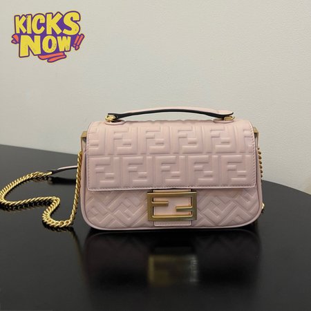 Fendi Baguette Chain Midi Pink Nappa Leather Bag