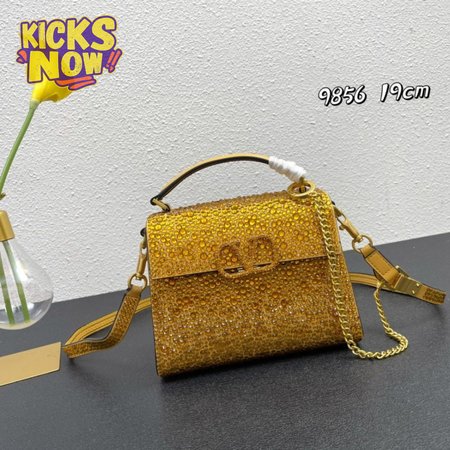 Valentino Mini Vsling Handbag With Rhinestones Gold