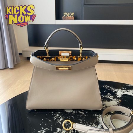 Fendi Peekaboo ISeeU Medium Dove Gray Leather Bag 8BN321AF2JF0E65