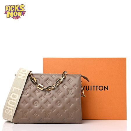 Lambskin Embossed Monogram Coussin PM Taupe