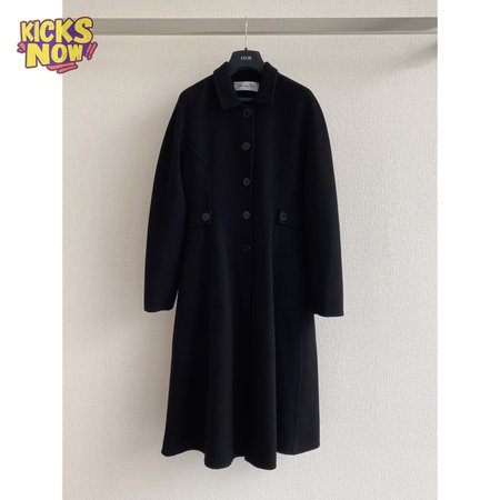 Dior Single-Breasted Long Double-Faced Cashmere Coat Black
