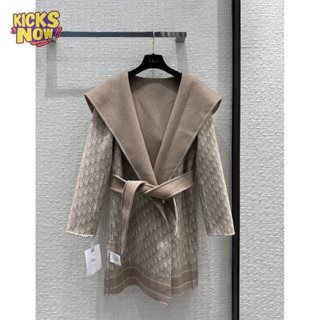 Dior Logo Reversible Wool Mid-Length Hooded Coat