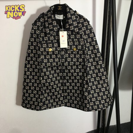 Gucci Double G Letter Print Woolen Cape Coat
