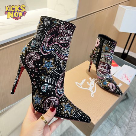 Christian Louboutin So Kate Starlight Red Sole Booties In Blackmulti