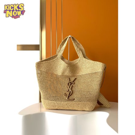 YSL ICARE Maxi Raffia Shopping Bag