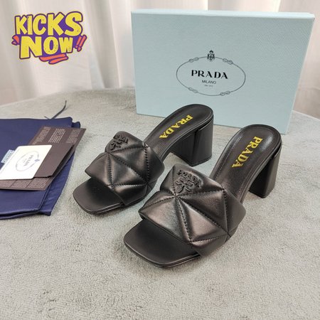 Prada Quilted Nappa Leather Heeled Sandals Black 35-40