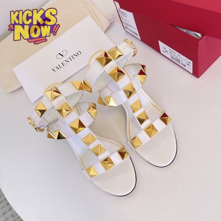Valentino Roman Stud Calfskin Sandal 100mm White 35-39