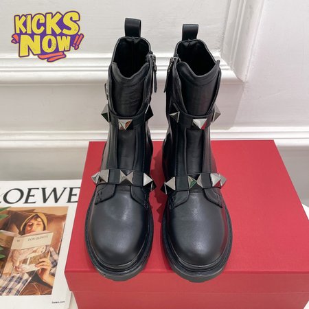 Valentino Roman Stud Calfskin Combat Boot With Tonal Studs 40MM 35-39