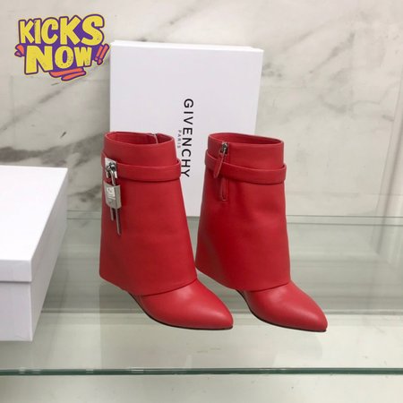 Givenchy Shark Lock Boots In Leather Red 35-39